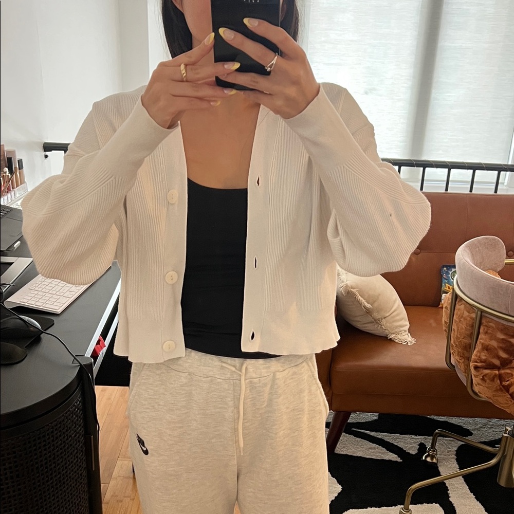Zara White Button-Up Cardigan